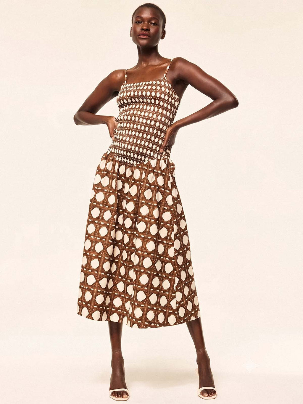 Geometric Print Pleated Dress