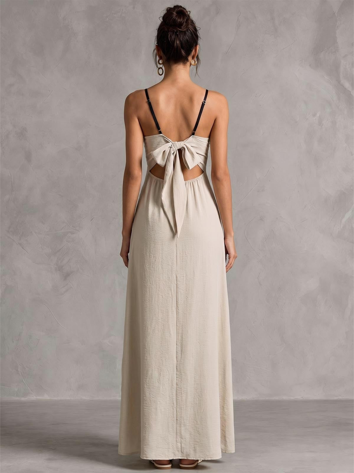 Contrast Trim Tie Back Maxi Dress