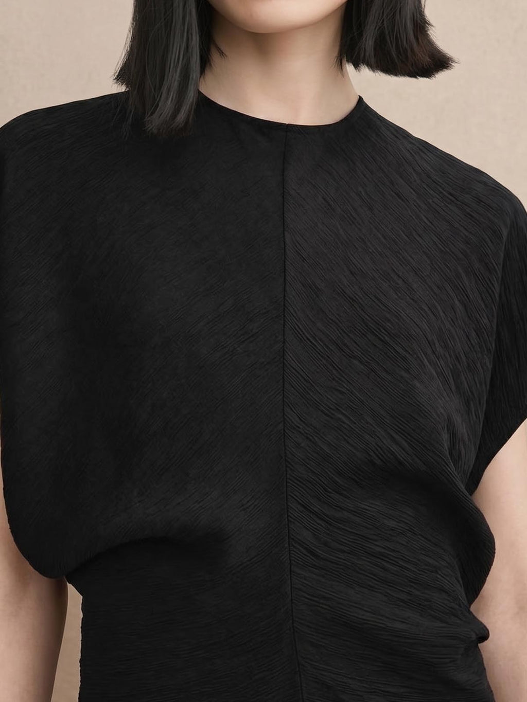 Ruched Waist Textured Linen Dress
