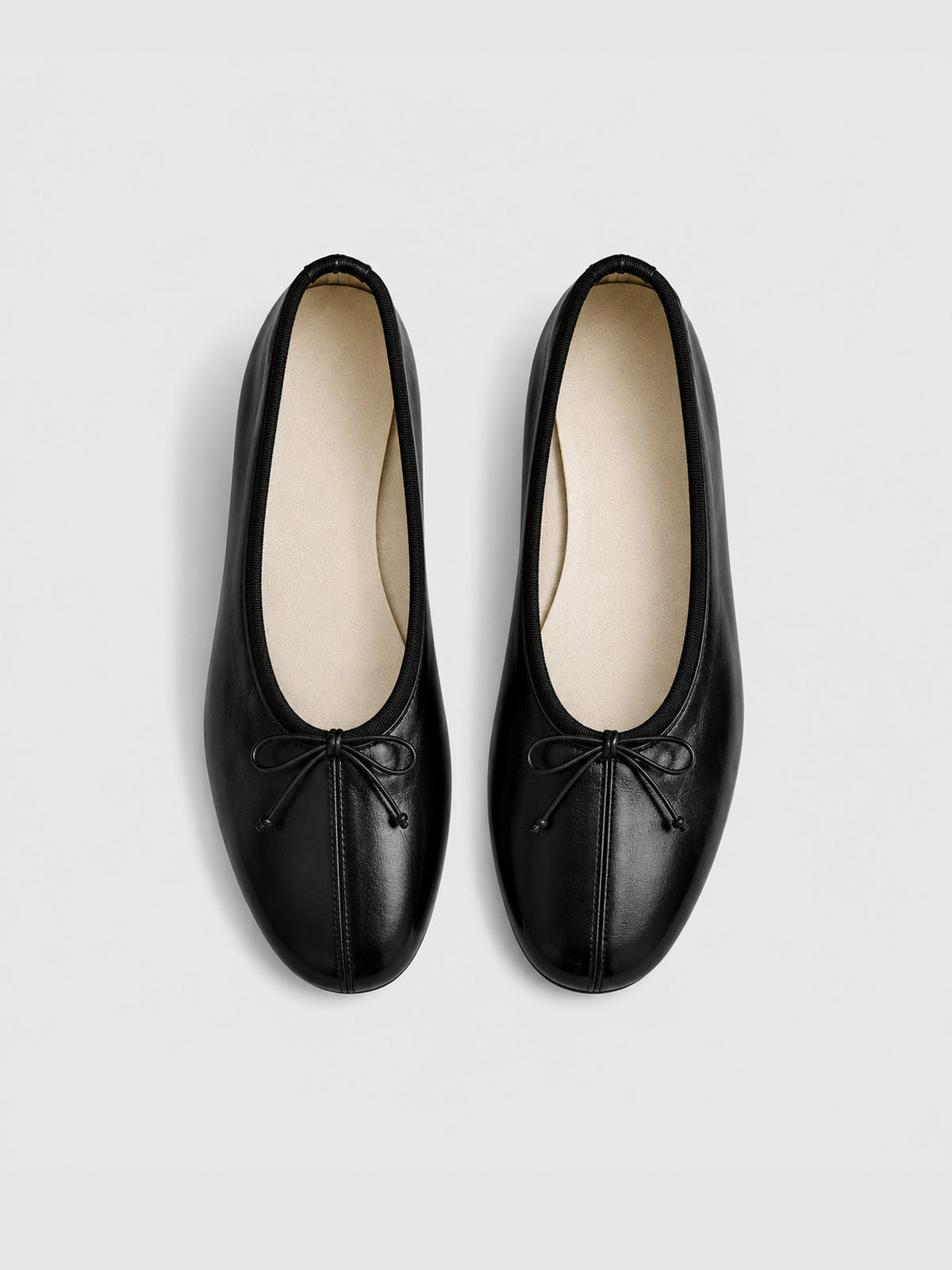 Faux Leather Bow Ballet Flats