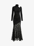 Elegant Lace Patchwork Off-Shoulder Dress