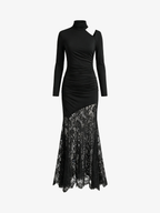 Elegant Lace Patchwork Off-Shoulder Dress