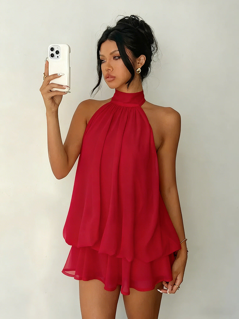 Halter Chiffon Mini Dress