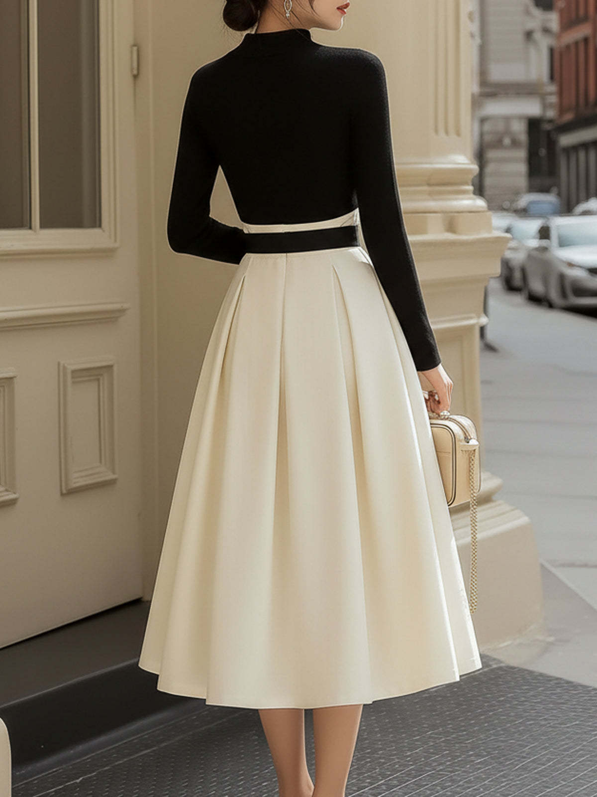 Classic Fitted Top And High-waisted Pleated A-line Skirt Set