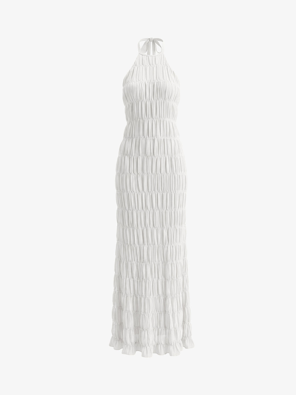 Halter Neck Backless Ruched Maxi Dress