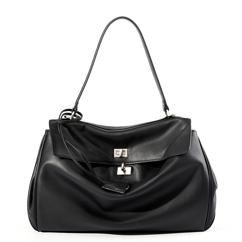 Buckle Smooth Calfskin Leather Tote Bag