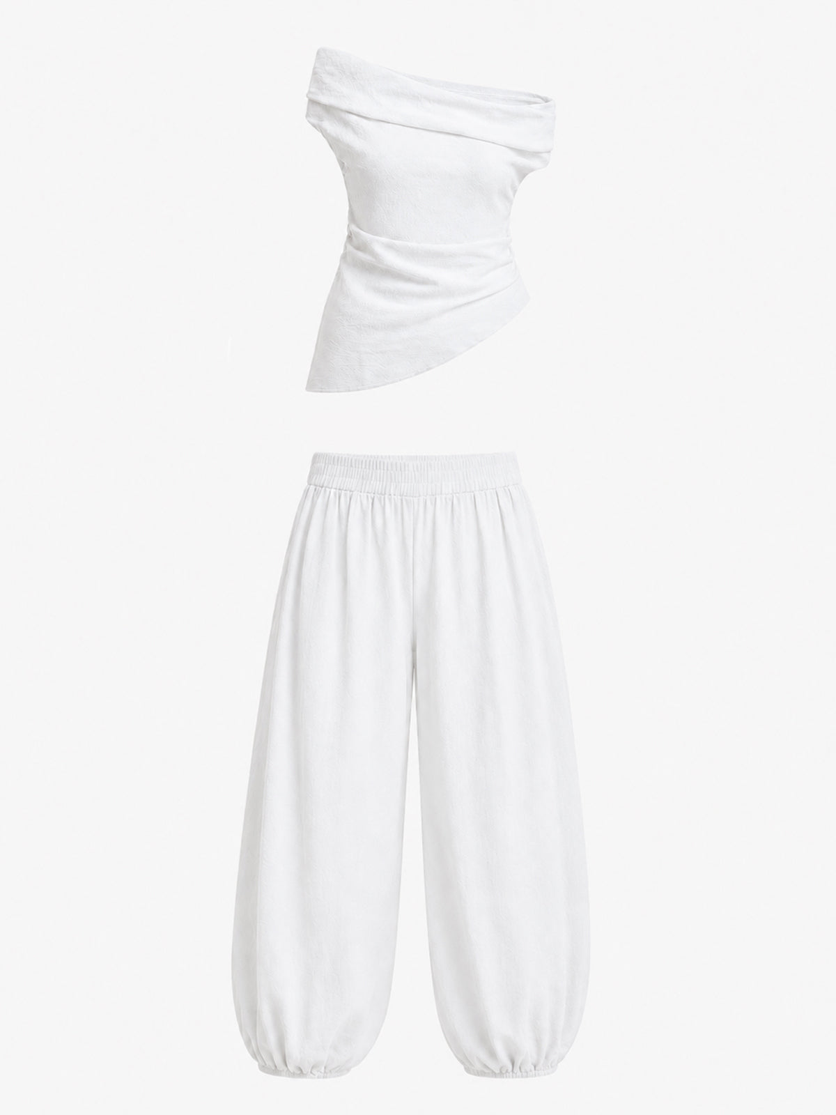 Off Shoulder Crinkled Linen Blend Top