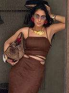 Cut Out Camisole Two Piece Set