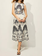 Floral Cut Out Waist Midi Dress