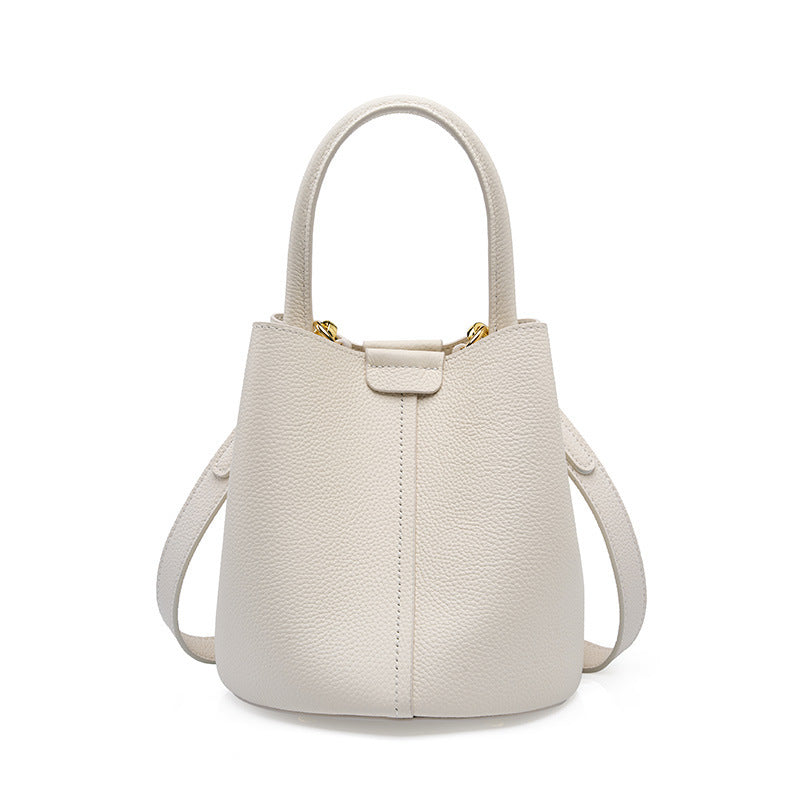 Cowhide Leather Bucket Bag