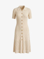 Collared Knit Button Down Midi Dress