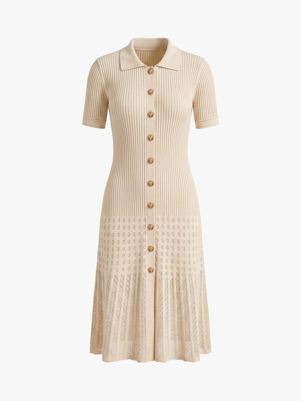 Collared Knit Button Down Midi Dress