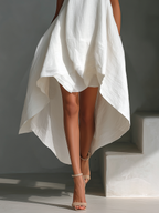 Vestido largo de lino sin mangas con bajo asimétrico para mujer, estilo casual de verano.