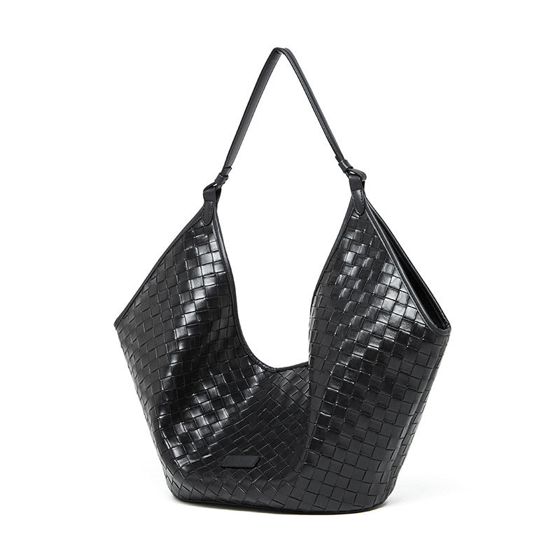Woven Cowhide Leather Tote Bag