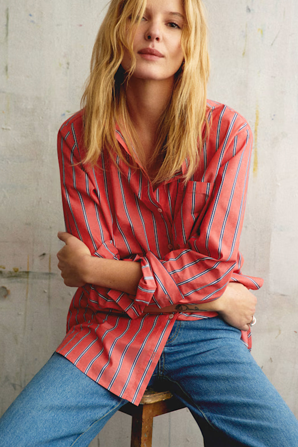 The Chlo Shirt In Jasper Red Stripe
