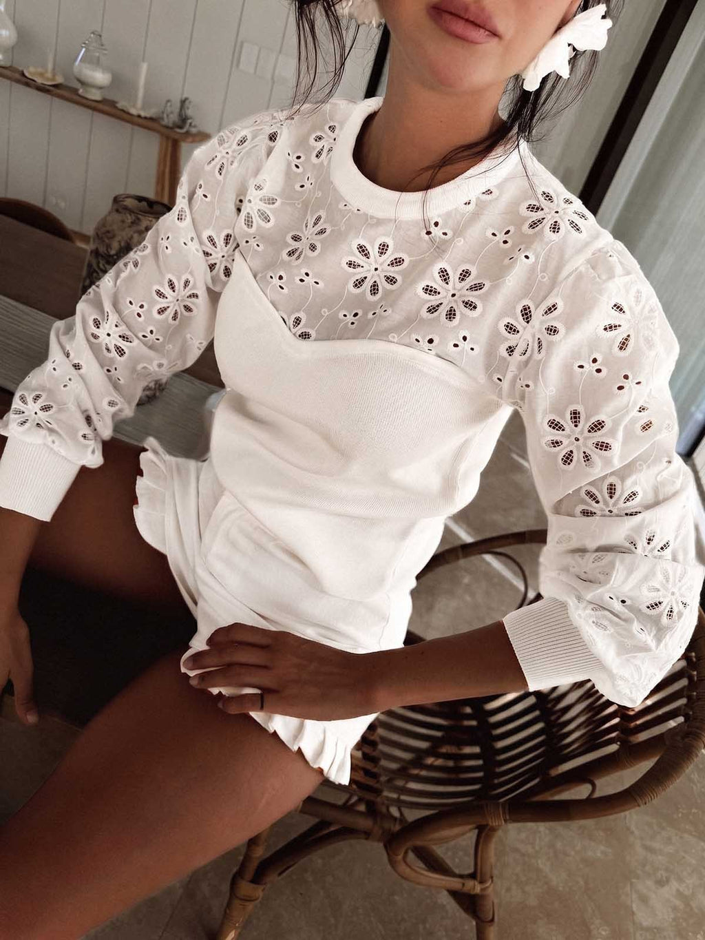 Ruffled Top Shorts Set