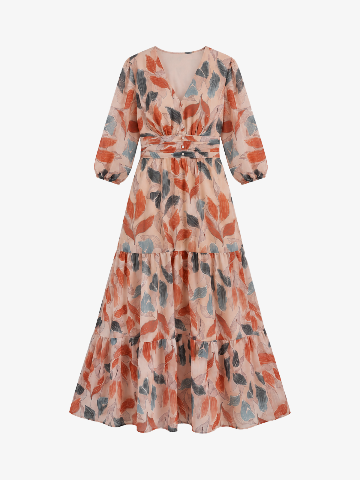 Floral Print V-Neck Maxi Dress