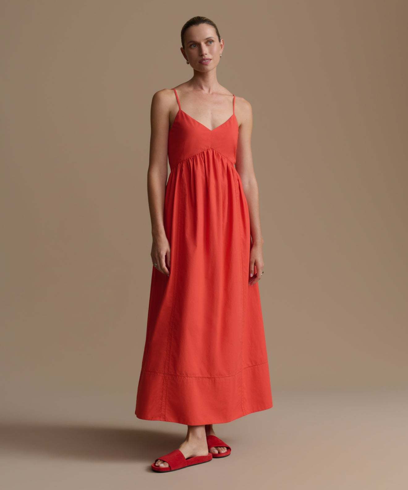 Cotton Linen V-Neck Maxi Dress for Women - Lightweight Summer Dress with Spaghetti Straps and Side Pockets