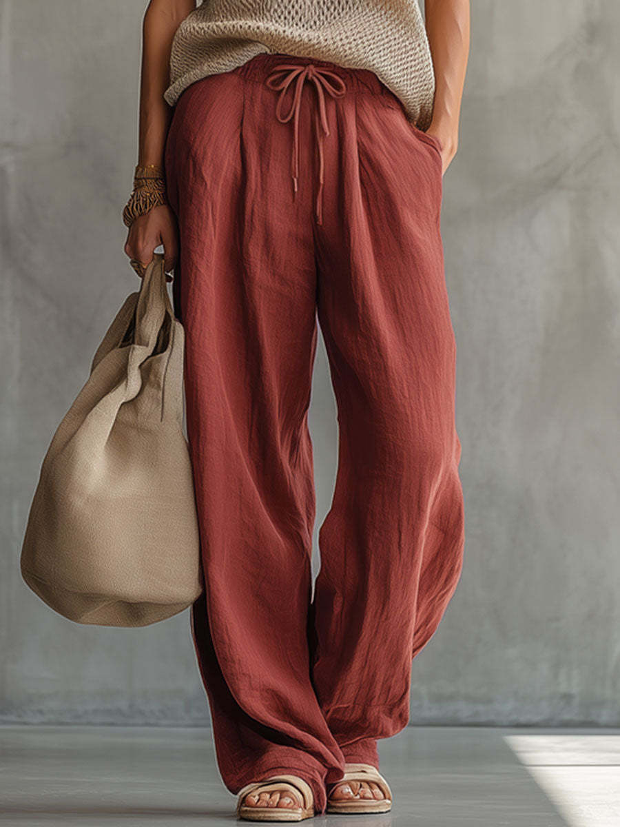 High Waist Drawstring Loose Fit Casual Pants