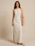 Sleeveless Side Slit Linen Dress