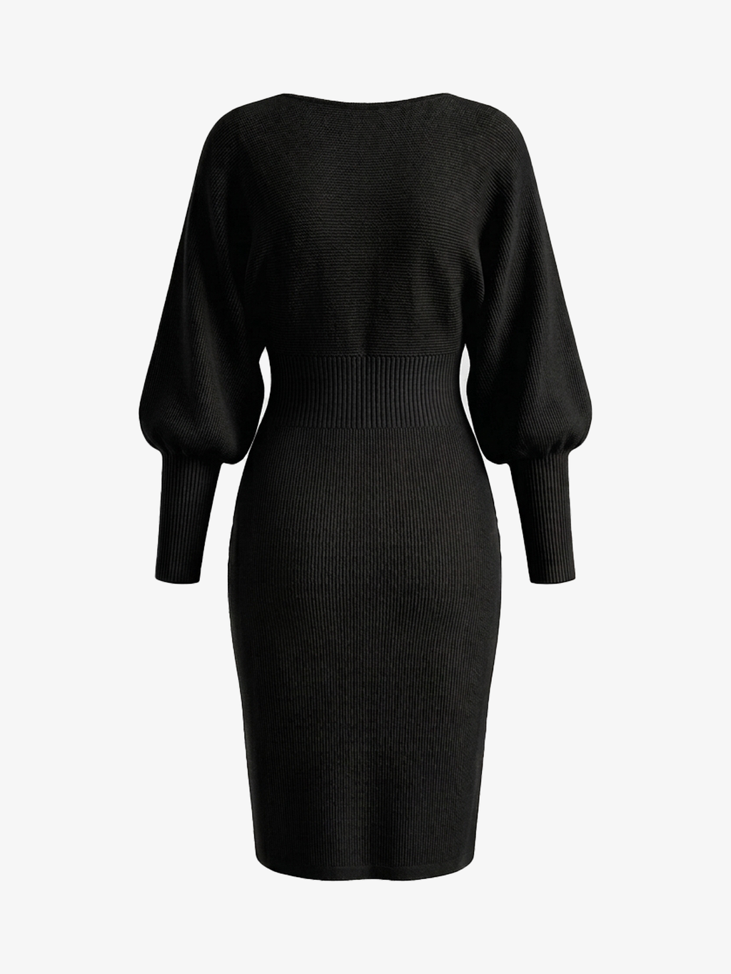 Crewneck Long Sleeve Fitted Knit Bodycon Dress