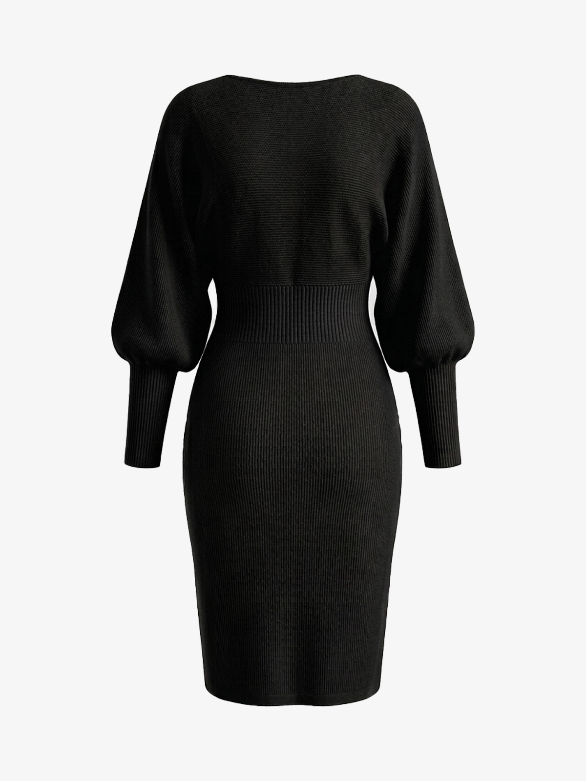 Crewneck Long Sleeve Fitted Knit Bodycon Dress