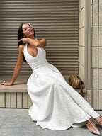 Halter Neck Backless Midi Dress