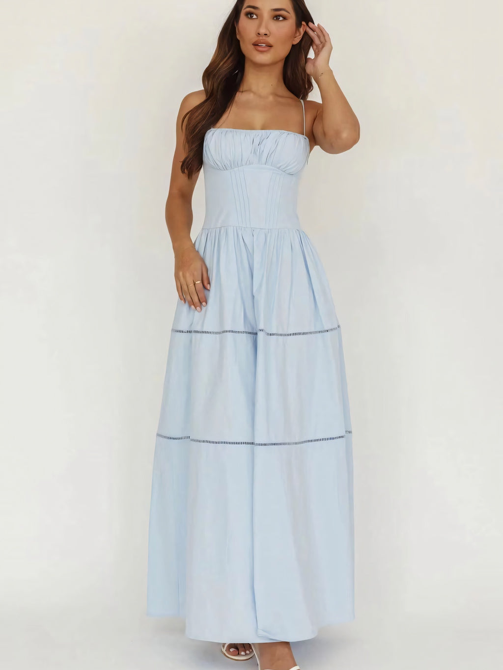 Ruffle Bust Tiered Maxi Dress