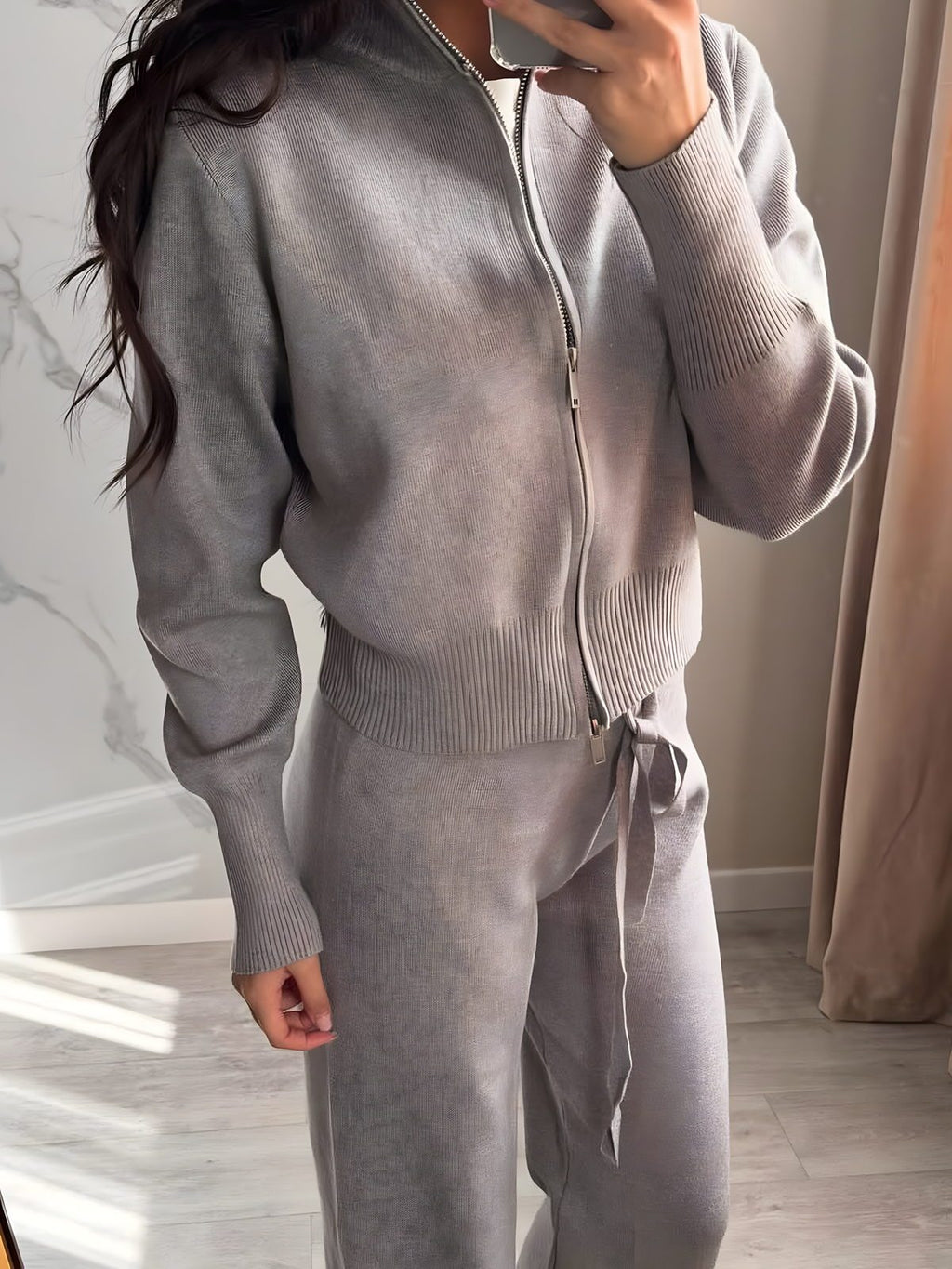 Double Zip Knit Two Piece Set