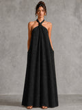Twisted Halter Backless Maxi Dress