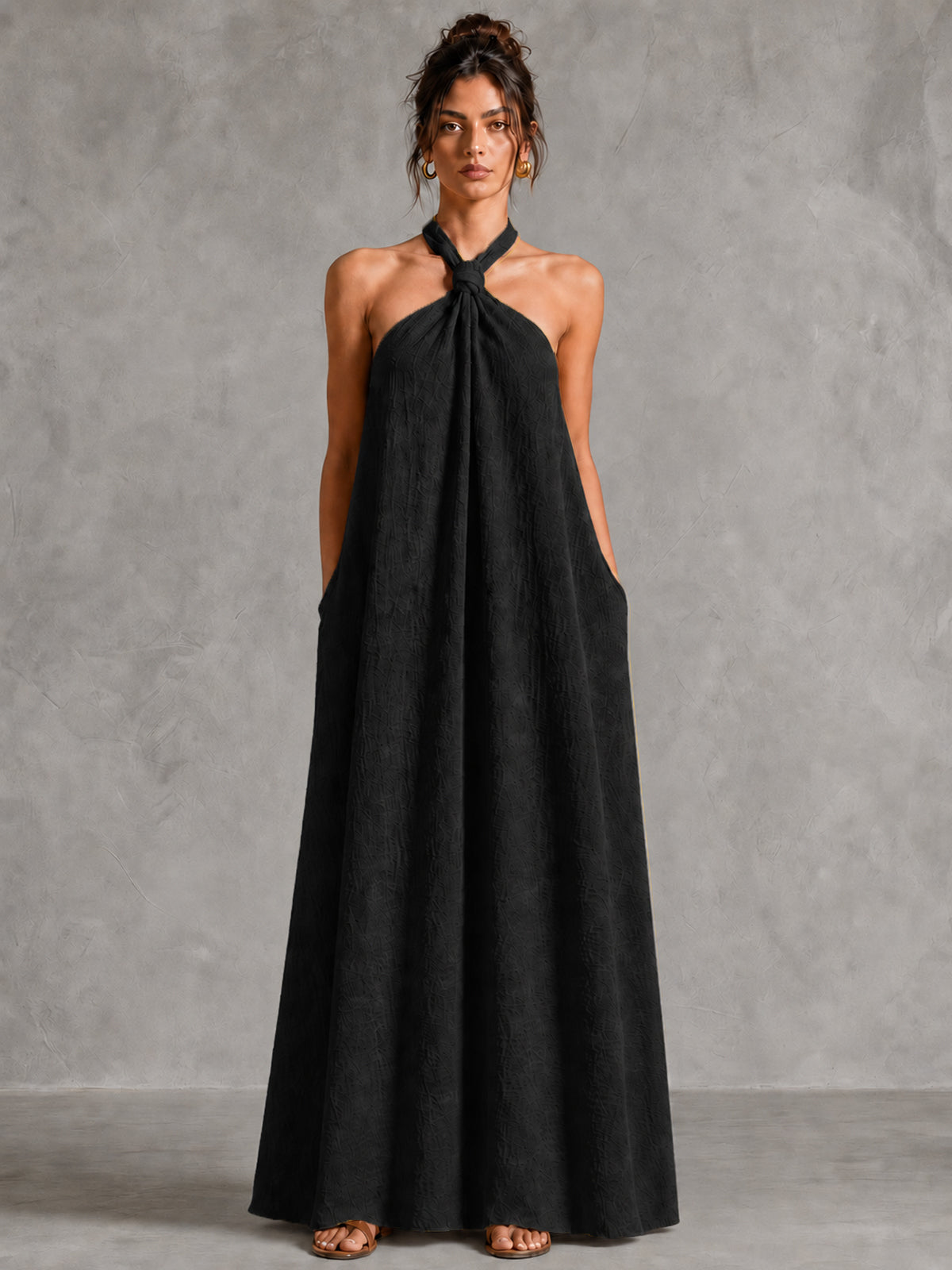 Twisted Halter Backless Maxi Dress