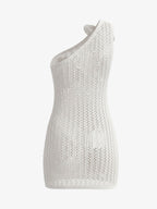 One Shoulder Crochet Mini Dress
