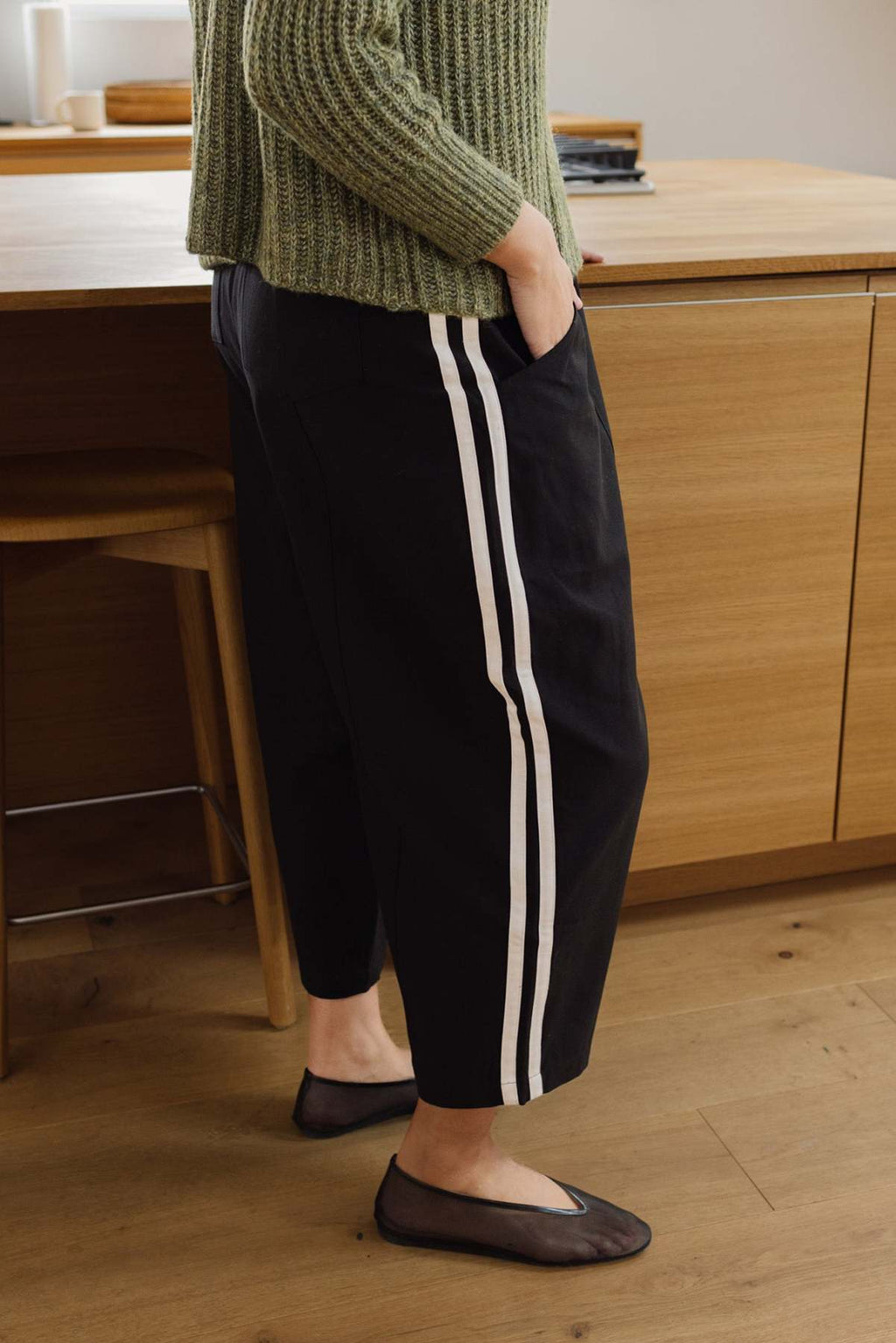 Cotton Blend Track Pants with Side Stripes - Comfortable Wide Leg Joggers for Casual Wear