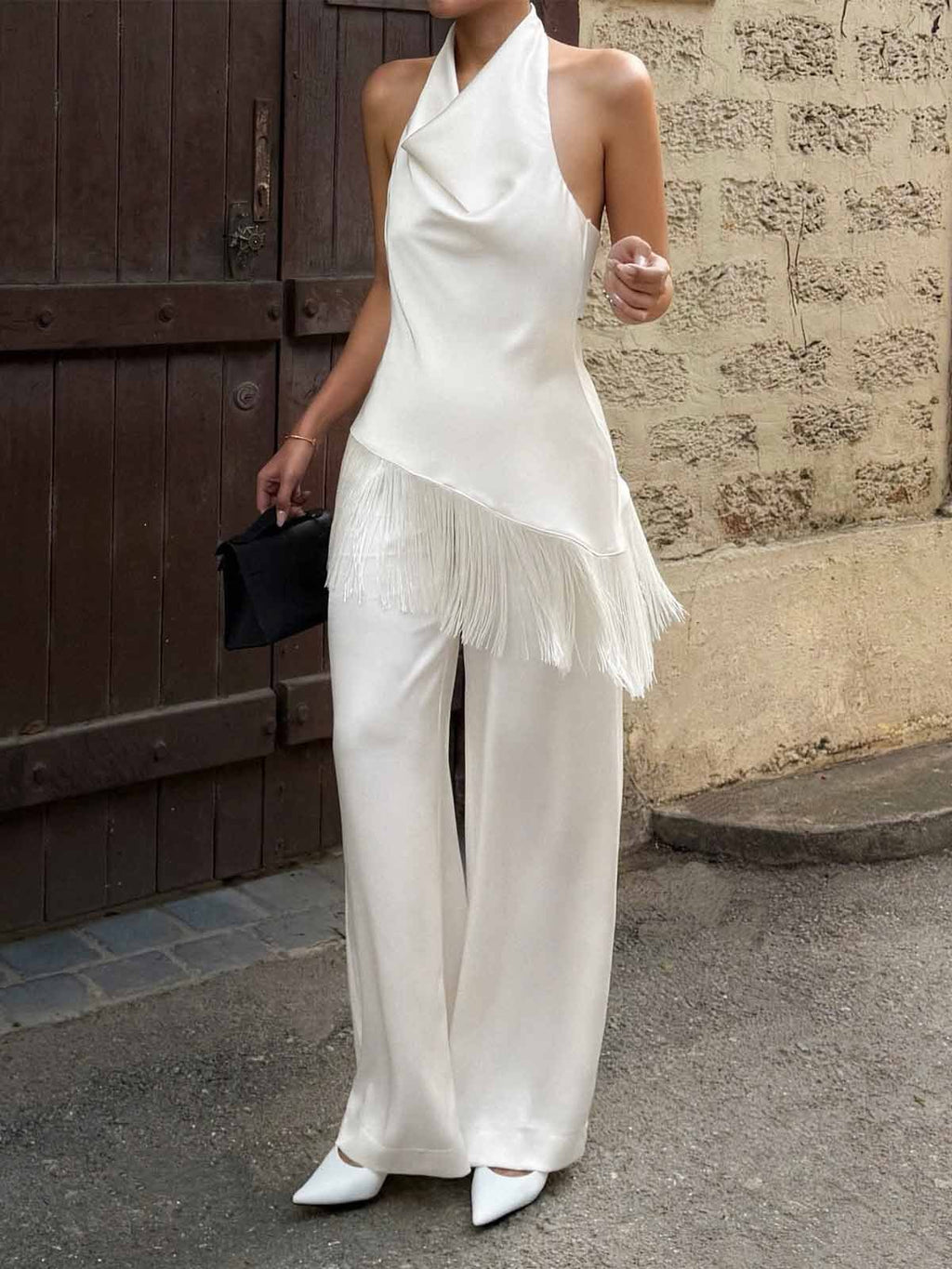 Tassel Halter Neck Two Piece Set