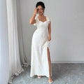 Textured Square Neck Slit Maxi Dress