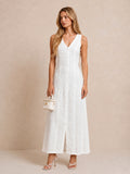 Sleeveless Button Linen Maxi Dress