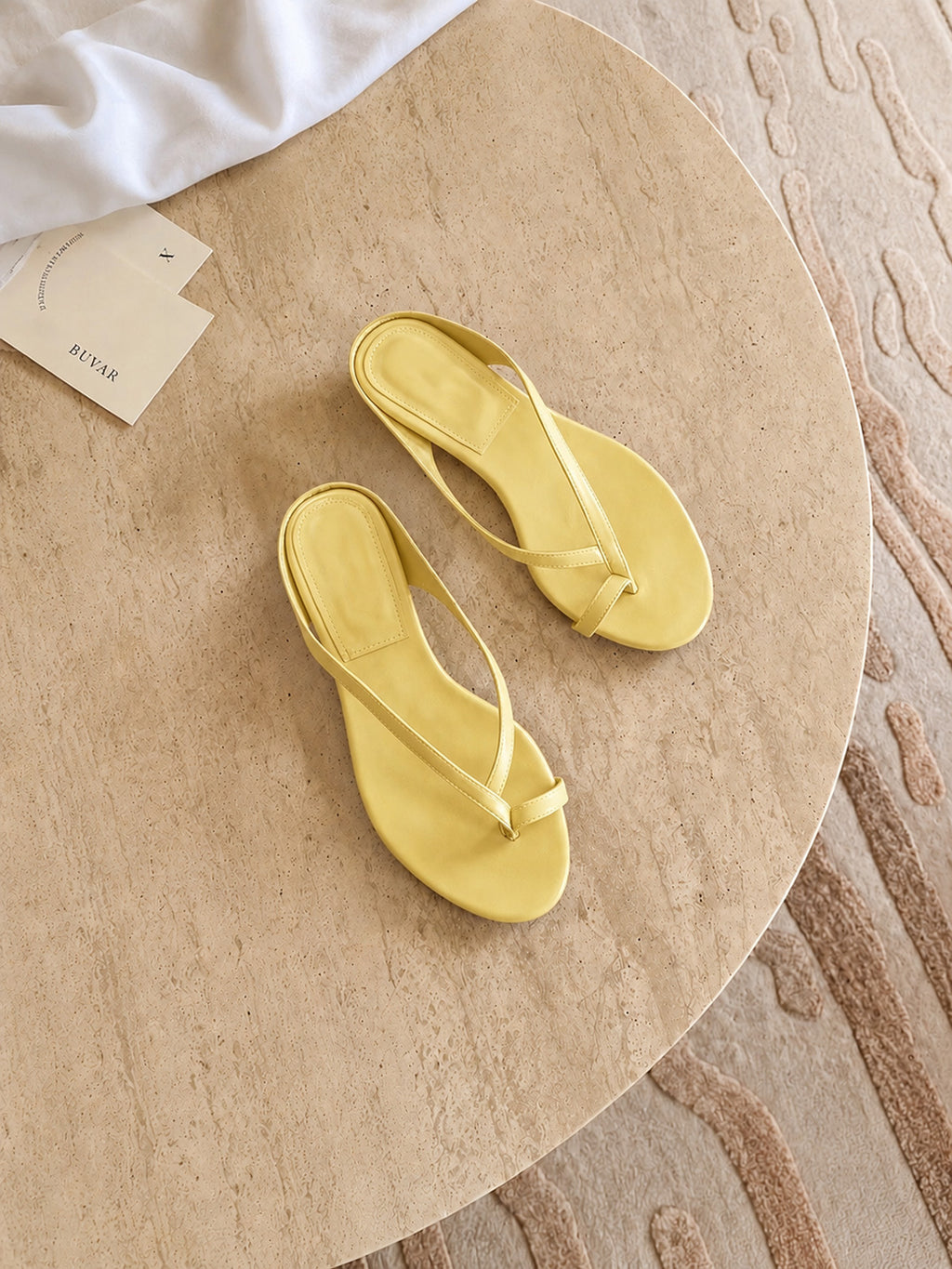Light Blue Leather Thong Flat Sandals