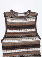 Striped Knit Sleeveless Tank Top
