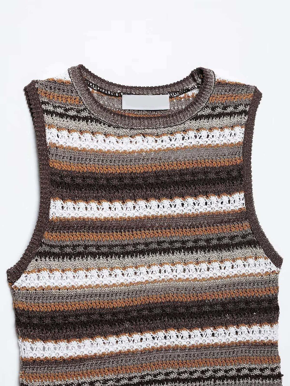 Striped Knit Sleeveless Tank Top