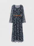 Belted Floral Maxi Dress