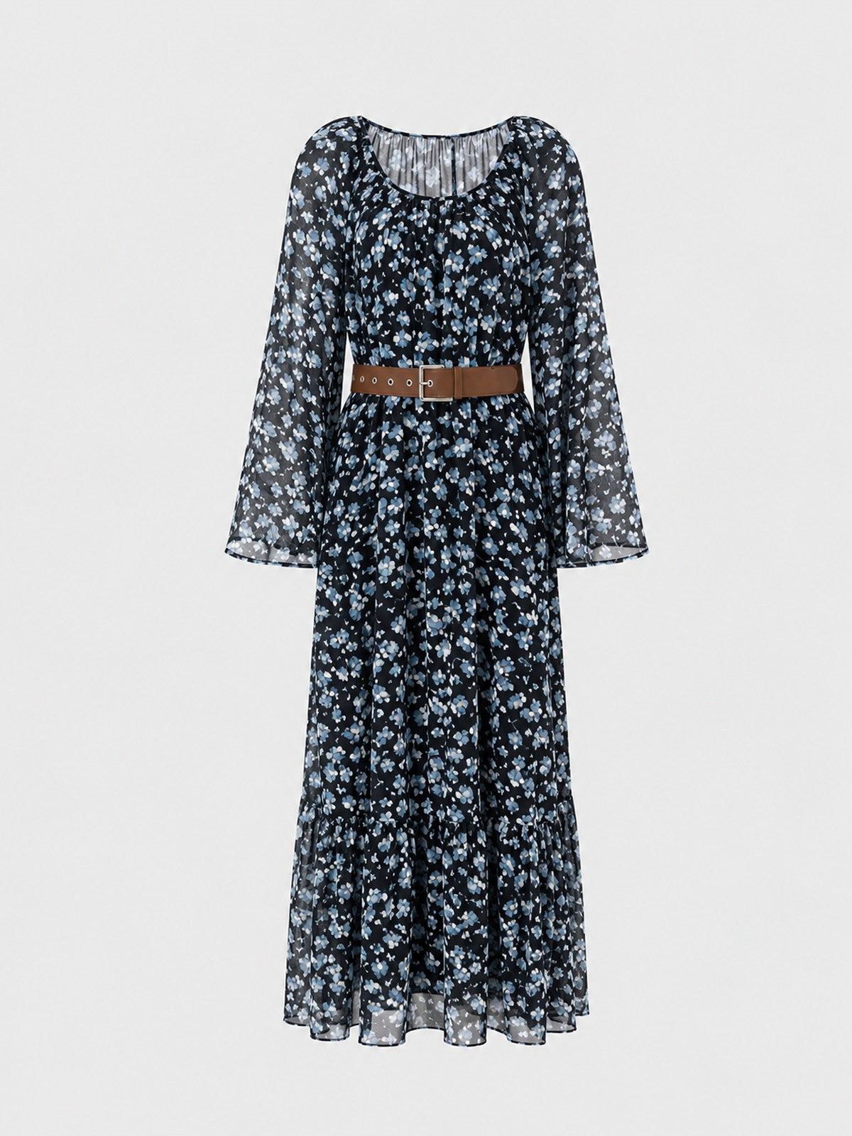 Belted Floral Maxi Dress