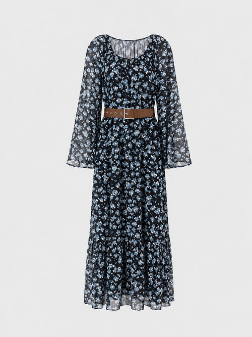 Belted Floral Maxi Dress
