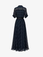 Belted Plaid Shirt Maxi Dress