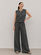 Textured Knit Vest Wide Leg Set