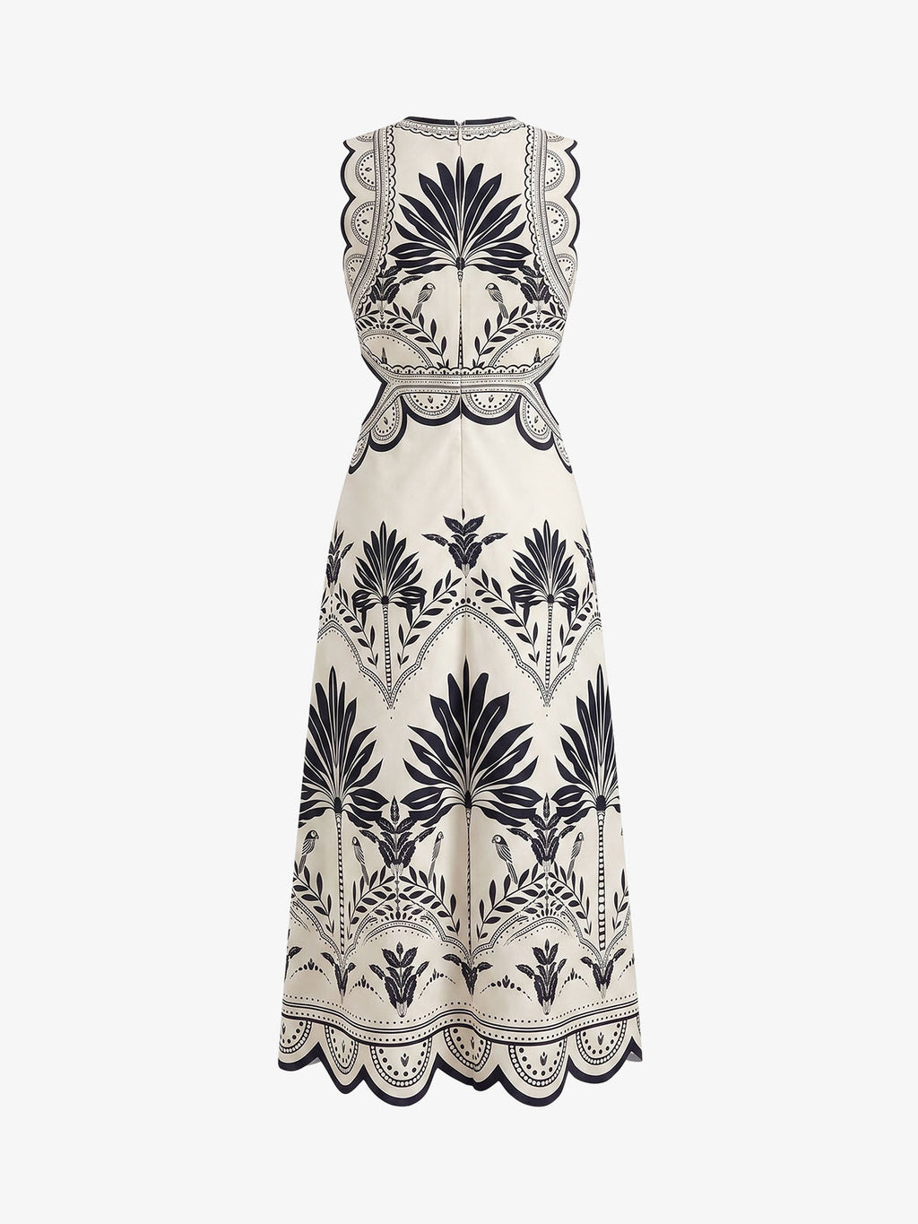 Floral Cut Out Waist Midi Dress
