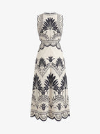 Floral Cut Out Waist Midi Dress