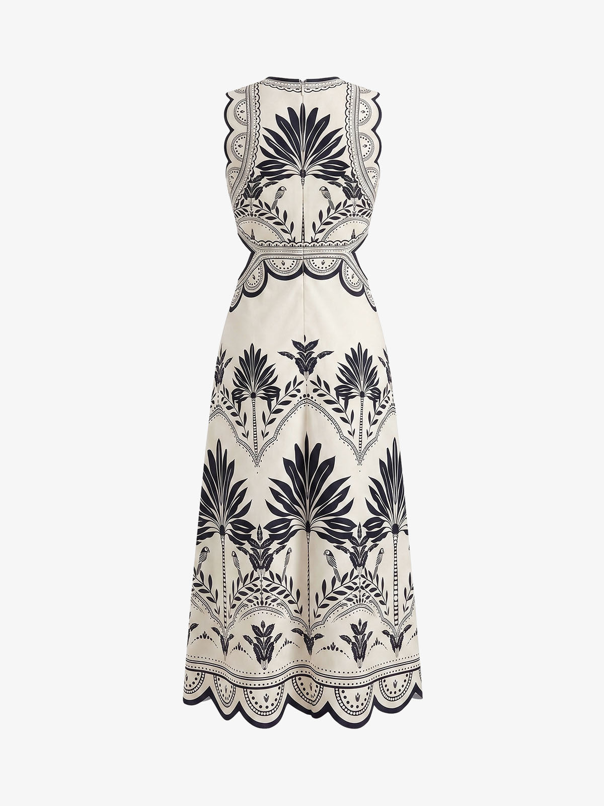 Floral Cut Out Waist Midi Dress
