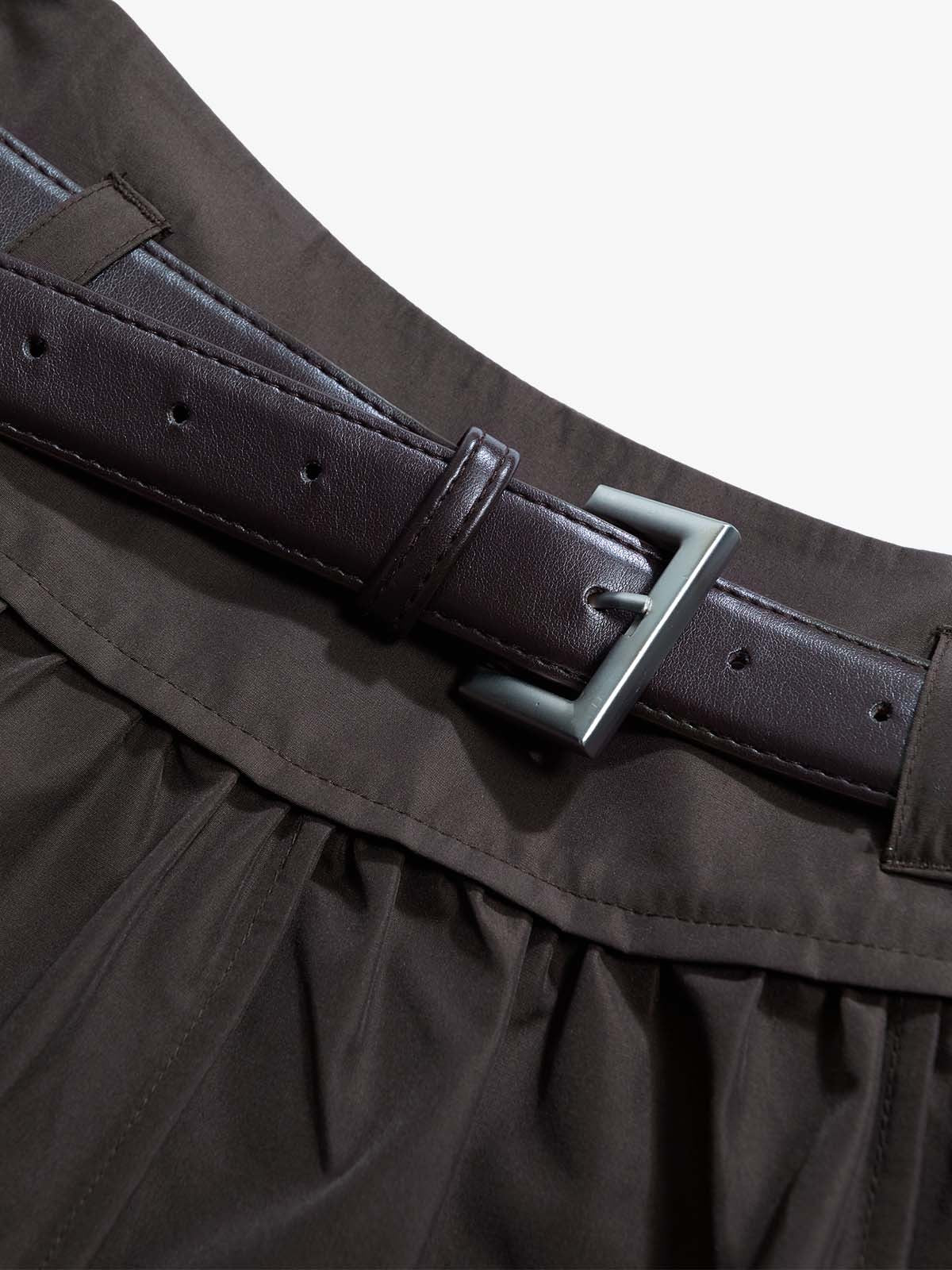Cropped Jacket & Belted Midi Skirt Set