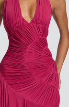 Deep V-Neck Backless Halter Neck Sleeveless Dress