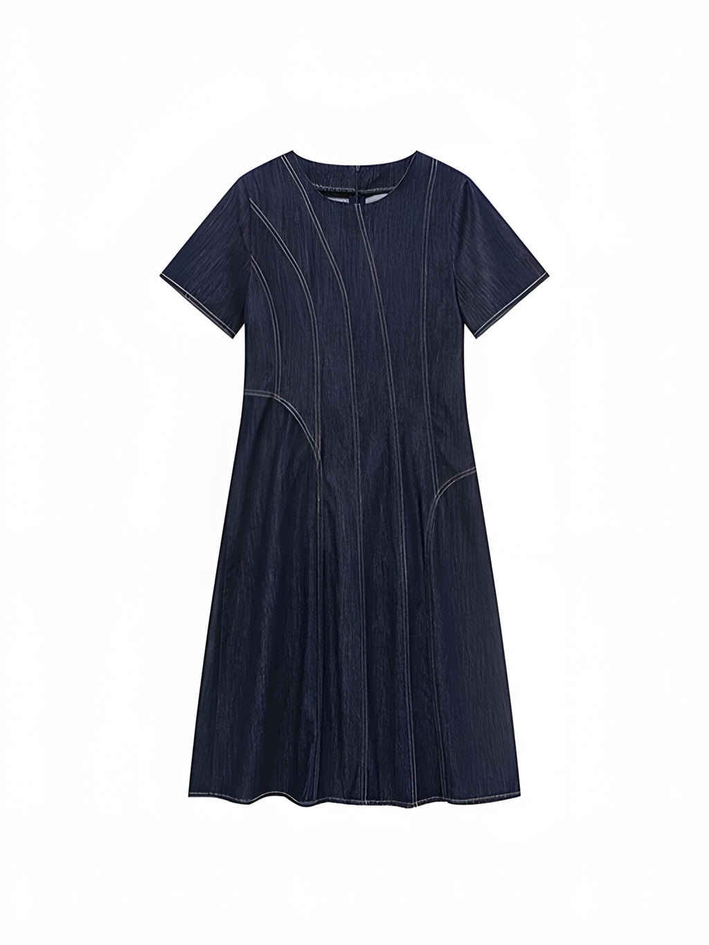 Contrast-Stitch A-Line Dress